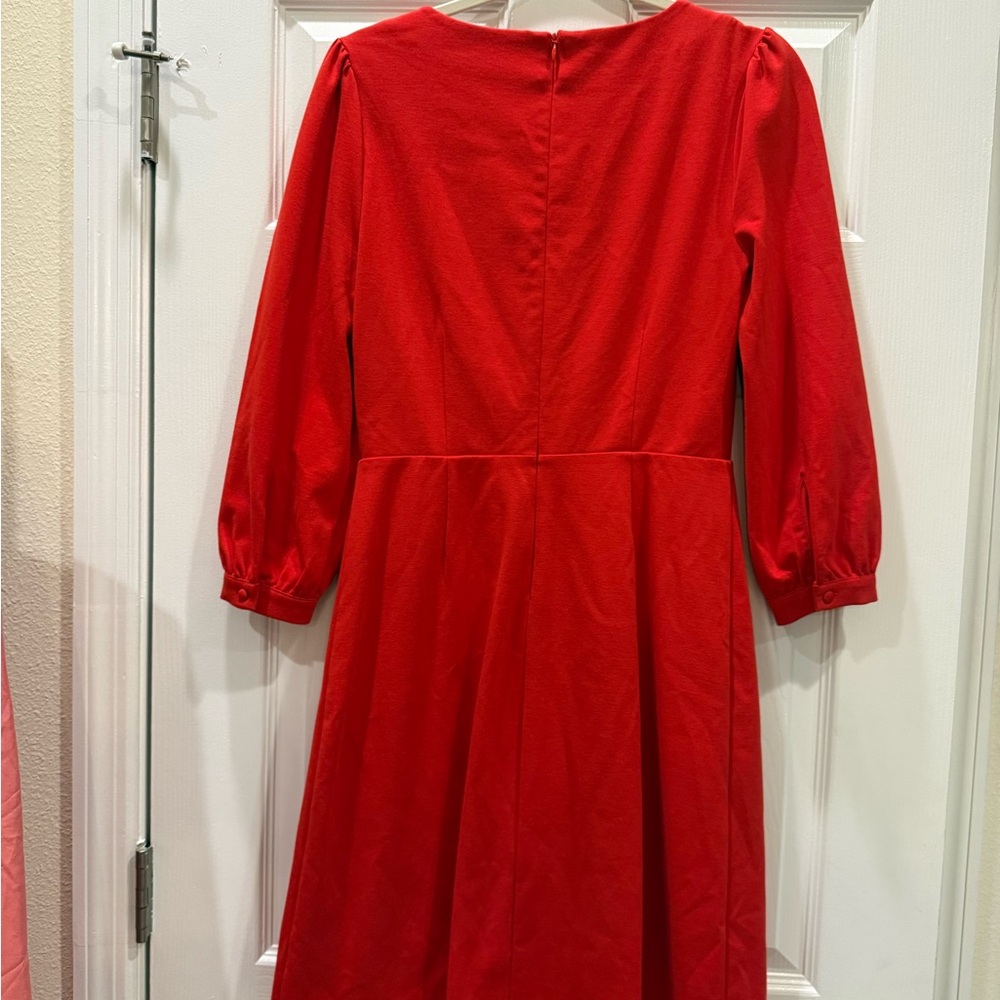Boden Red Midi Dress with Scallop Trim - Picture 4 of 10